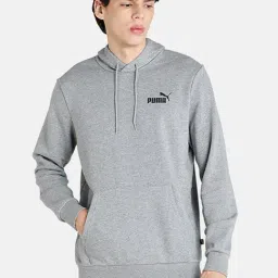 Puma Essentials Grey Cotton Logo Printed Hooded Sweatshirts-picture-40
