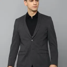 Louis Philippe Grey Cotton Slim Fit Self Pattern Blazer-image-9