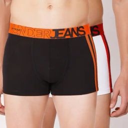 Underjeans By Spykar Multi Regular Fit Striped Trunks - Pak of 2-image-65
