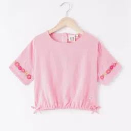 Ed-a-Mamma Kids Pink Cotton Embroidered Top-picture-24