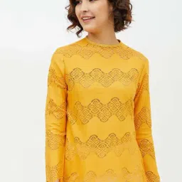 StyleStone Yellow Lace A-Line Top-image-63