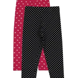 Bodycare Kids Fuchsia Pink & Black Cotton Printed Leggings (Pack of 2)-image-53