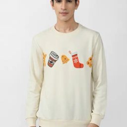 Forever 21 Cream Round Neck Sweatshirt-image-87
