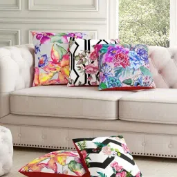 SEJ by Nisha Gupta Multicolor Polyester Cushion Cover - Set of 5-image-76
