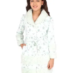 Cutecumber Kids Light Green Floral Print Full Sleeves Dress-image-38