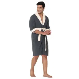 Spaces Unwinders Grey Nylon Bath Robe-image-1
