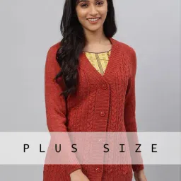 Aurelia Orange Regular Fit Cardigan-image-48