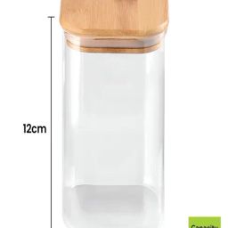 ALLO Transparent Borosilicate Glass Square Jar with Wooden Lid - Set of 3 (600 ml) image 3