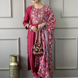 ATOXIC Women Red Chanderi Silk Kurta Sets-picture-2