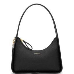 Miraggio Krysta Black Textured Small Leather Hobo Bag-47
