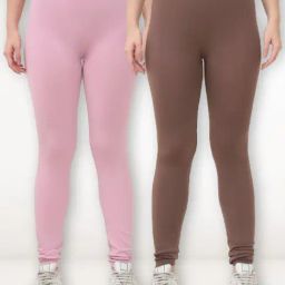 Gracit Pink & Brown Solid Tights (Pack of 2)-image-42