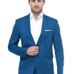 FIVEFEB Cotton Slim-Fit Notched Lapel Single-Breasted Blazer-picture-2