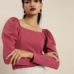 Marie Claire Pink Power Shoulders Top-image-0