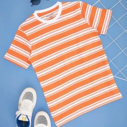 Pantaloons Junior Boys Orange Stripes T-Shirt-48