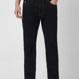 Peter England Navy Cotton Regular Fit Jeans-picture-7