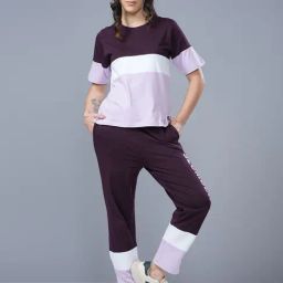 Slumber Jill Multicolor Color-Block Cotton T-Shirt With Lounge Pants-image-16