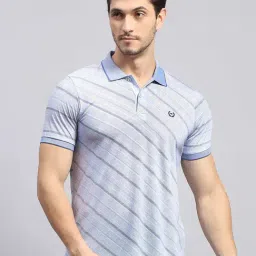 Monte Carlo Sky Blue Regular Fit Printed Polo T-Shirt-picture-0