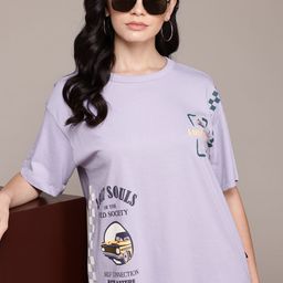 Roadster The Life Co. Graphic Printed Relaxed Fit Pure Cotton T-shirt-image-85