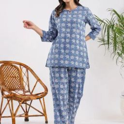SAY Blue Printed Pyjamas Set-picture-14