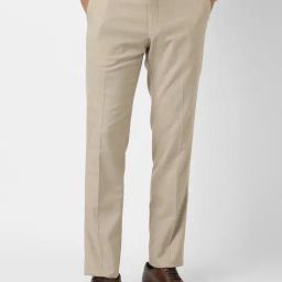 Van Heusen Beige Slim Fit Texture Trousers-image-76