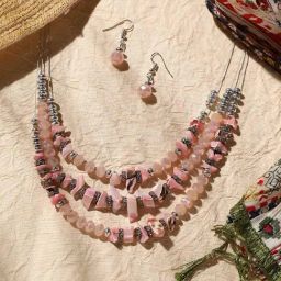 Sohi Silver Plated Designer Stone Casual Necklace and Earring Set For Women-37
