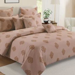 Swayam Brown Cotton Motif Double Bed Sheets 2 Pillow Covers-image-59