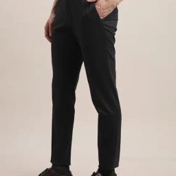 Turtle Black Slim Fit Chequered Trousers-image-86