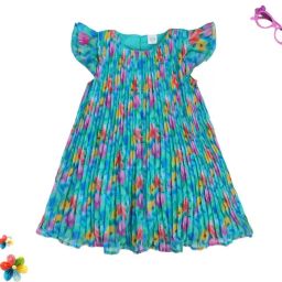 Miniklub Girls Blue Printed Regular Fit Dress-image-74