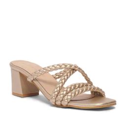 Eridani Women's Valeria Gold Woven Strappy Heels-image-8