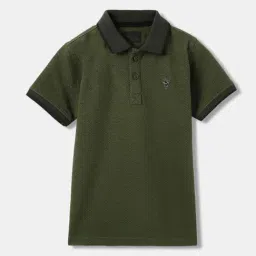 Blue Giraffe Boys Olive Cotton Solid T-Shirt-picture-37