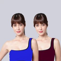 AROUSY Blue & Maroon Cotton Bralette Bra - Pack Of 2-picture-17