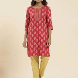 Jaipur Kurti Pink Printed Straight Kurta-image-23
