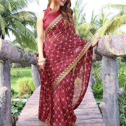 Lookmark Bandhani Printed Pure Georgette Saree-picture-22