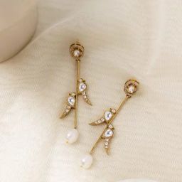 Curio Cottage Dual Dove Pearl Dangler Earrings-15