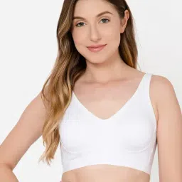 Clovia Non-Padded Non-Wired Full Figure Spacer Cup T-shirt Bra in White - Cotton Rich-picture-9