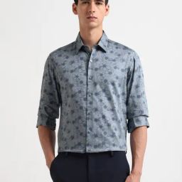 Arrow New York Blue Cotton Slim Fit Floral Print Shirt-picture-5
