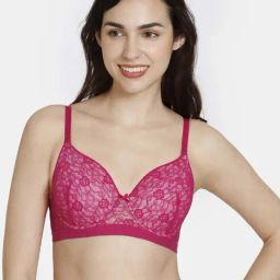 Zivame Pink Lace Work T-Shirt Bra-image-8