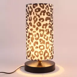Tucasa TC-20 27.94 cm (11 Inch) Leopard Print Table Lamp with Metal Base-3