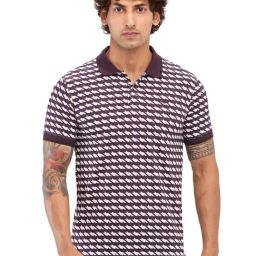 Park Avenue Purple Slim Fit Printed Polo T-Shirt-image-94