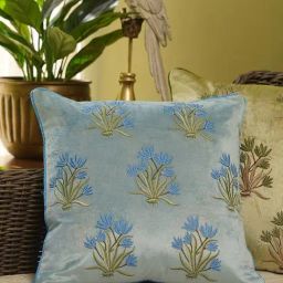 Pure Home and Living Blue Thread Embroidered Square Cushion-image-35