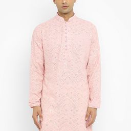 Devyom Men Embroidered Regular Thread Work Kurta with Pyjamas image 5