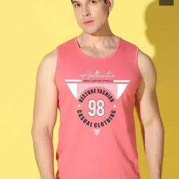 WOOSTRO Pack Of 2 Printed Combed Cotton Gym Vests VWS26(98 PEACH)(ALONE OLIVE)-image-48