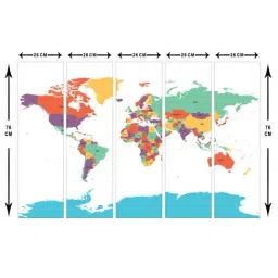 999Store Multicolor World Map Art 5 Frame MDF Paintings image 5