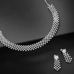 Priyaasi American Diamond Silver-Plated Ethnic Jewellery Set-image-38