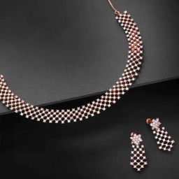 Priyaasi American Diamond Rose Gold-Plated Ethnic Jewellery Set-18