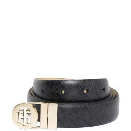 TOMMY HILFIGER Riza Black & Beige Leather Reversible Belt for Women-image-48