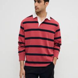 WES Casuals by Westside Red Stripe Printed Relaxed-Fit Sweater-image-38