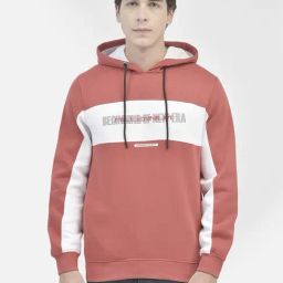 Crimsoune Club Red Regular Fit Colour Block Hooded Sweatshirt-15
