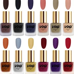 VOLO Set Of 12 Velvet Matte Bold Colors Nail Polish - 8 ml Each-3