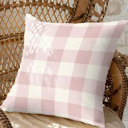 CASABLEU Spring Gallery Pink & White 2 Pieces Checked Square Cushion Covers-11